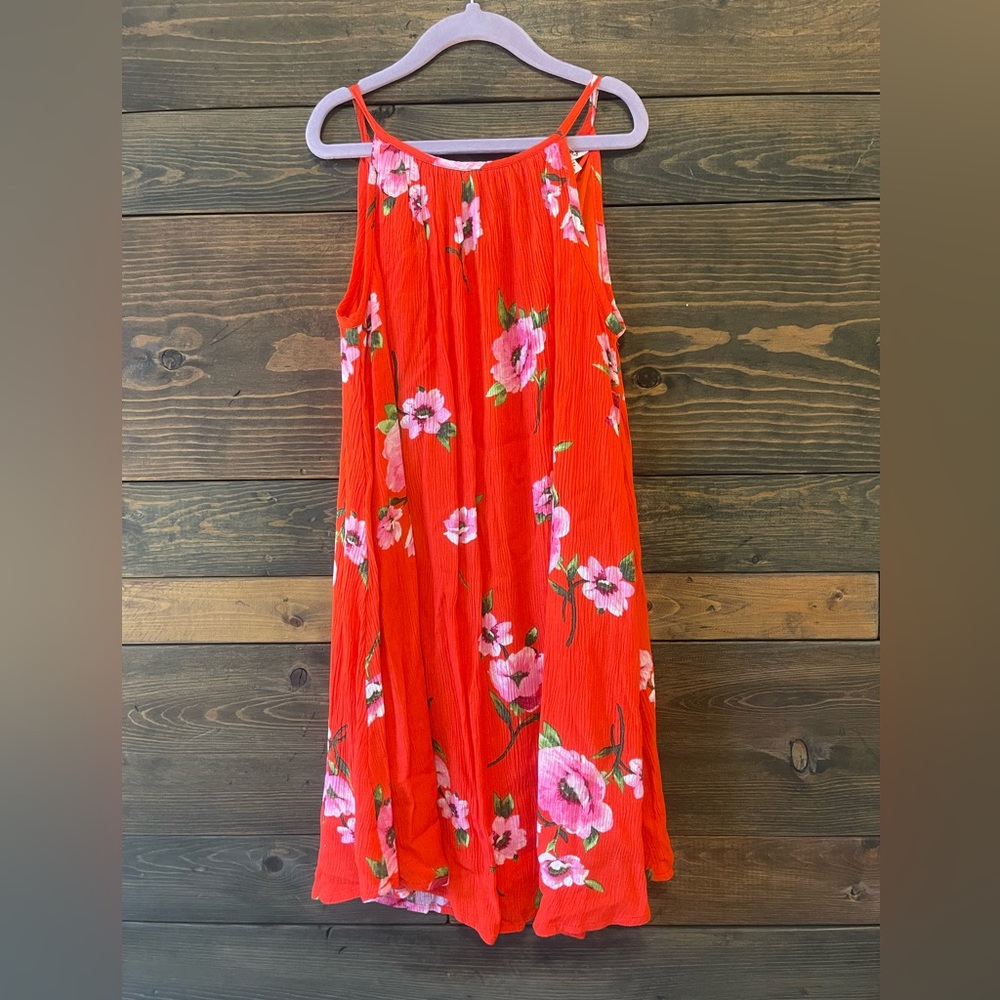 Chenault Girl Dress Red with flowers Size 8